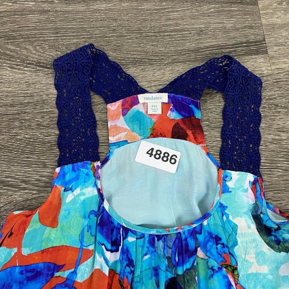 Sundance Maxi Dress Womens Size PXS Blue Floral Tropical Beachy Racerback Pocket - Picture 9 of 9